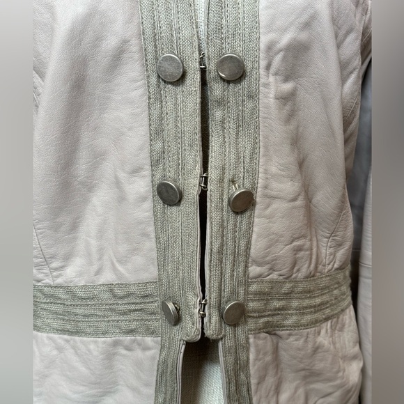 Joie sz MD soft lamb leather taupe jacket w detailing brushed silver buttons - Picture 7 of 16